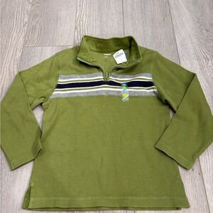 Gymboree Olive Green Quarter-Zip Pullover with Stripes